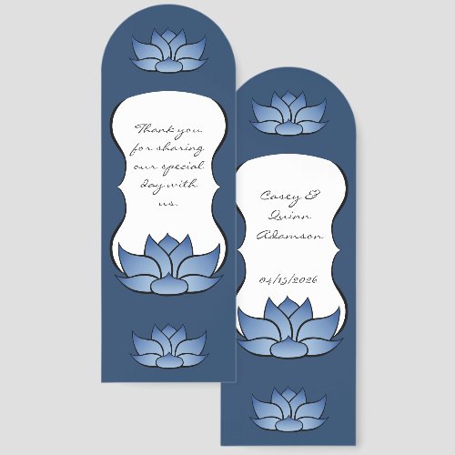 Exquisite Lotus in Blue Wedding Favor Bookmarks