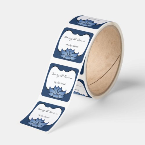 Exquisite Lotus in Blue Wedding Square Sticker