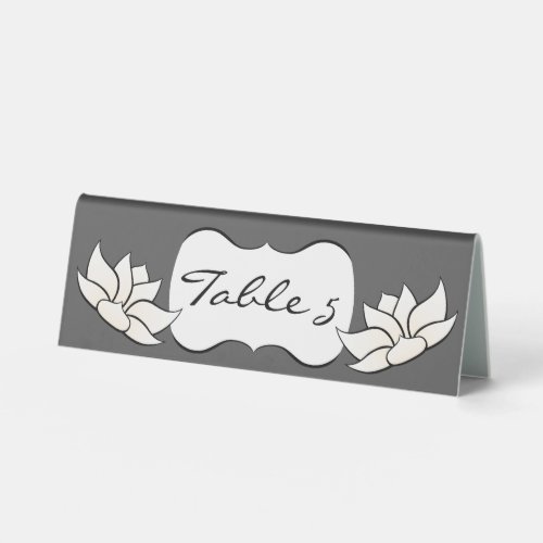 Exquisite Lotus in Pewter and White Table Sign