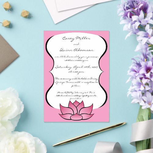Exquisite Lotus in Pink Acrylic Wedding Invitations