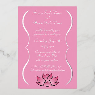 Exquisite Lotus in Pink Foil Invitation