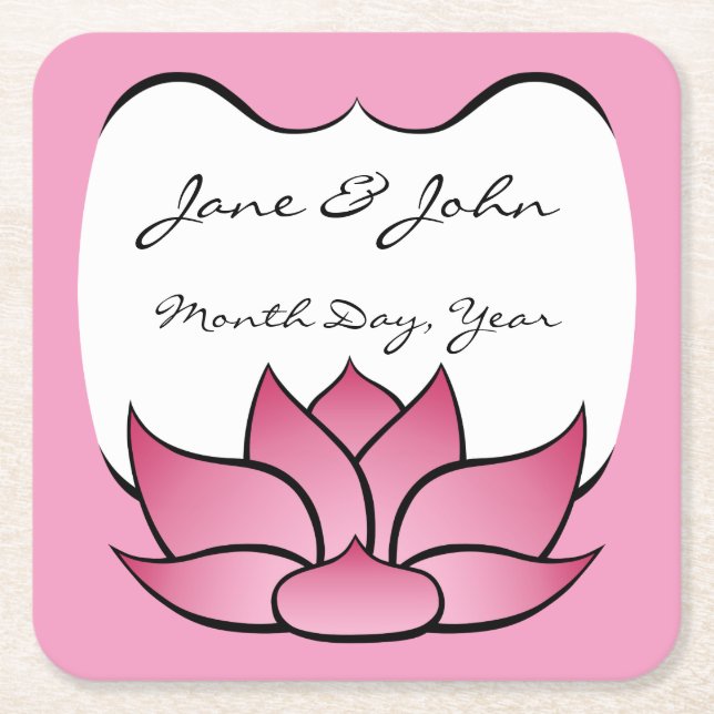 Exquisite Lotus in Pink Paper Coaster (Front)
