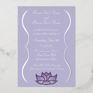 Exquisite Lotus in Purple Foil Invitation