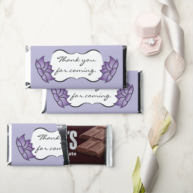 Exquisite Lotus in Purple Hershey Bar Favors (Front)
