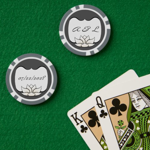 Exquisite Lotus in White Poker Chips
