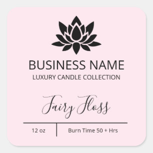 Exquisite Lotus Pastel Pink Candle Labels