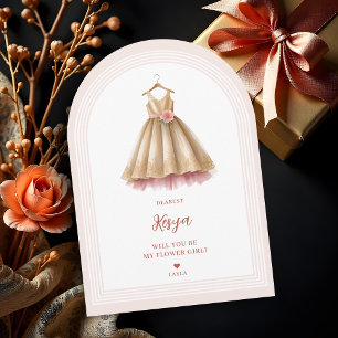 Exquisite Lovely Flower Girl Dress in Pink & Gold Invitation