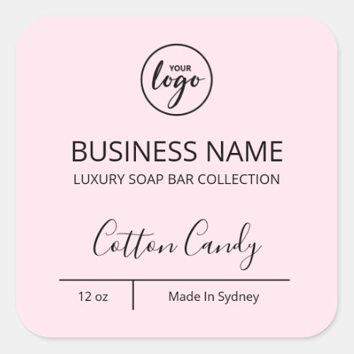 Exquisite Luxury Logo Pastel Pink Soap Bar Labels