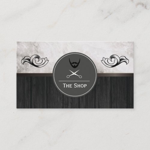 Exquisite Marble Wood Trim Elements Facial Hair Business Card