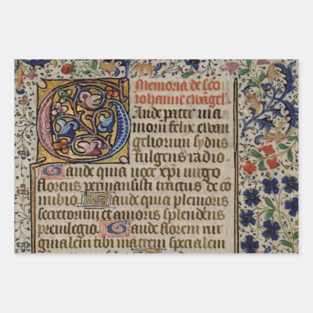 exquisite medieval illuminated manuscripts wrappin wrapping paper sheets (Front)