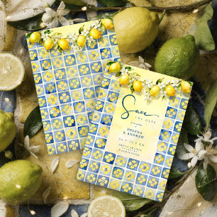 Exquisite Mediterranean Tiles Floral & Lemons  Save The Date