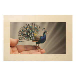 Exquisite Miniature Peacock Wood Wall Art