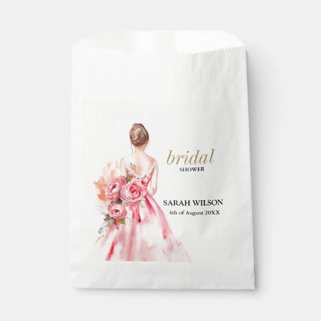Exquisite Minimal Watercolor Wedding Bridal Shower Favor Bag (Front)