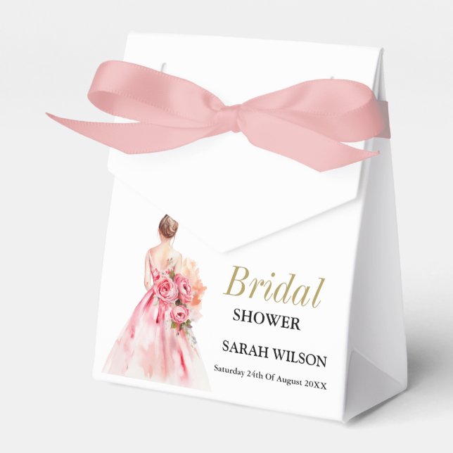 Exquisite Minimal Watercolor Wedding Bridal Shower Favor Boxes (Front Side)