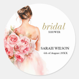 Exquisite Minimal Wedding Bridal Shower Classic Round Sticker