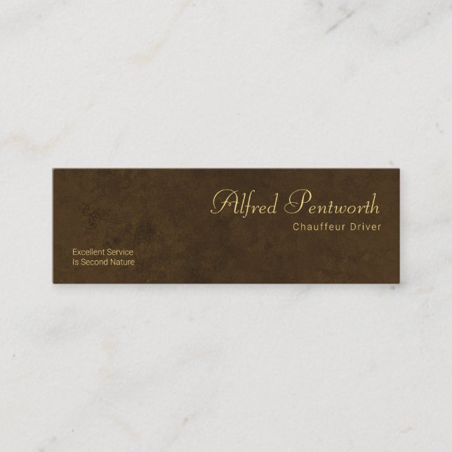 Exquisite Minimalist Brown Grunge Chauffeur Mini Business Card (Front)