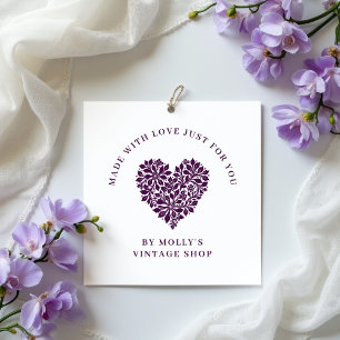 Exquisite Modern Floral Wildflower Heart-Shaped Rubber Stamp