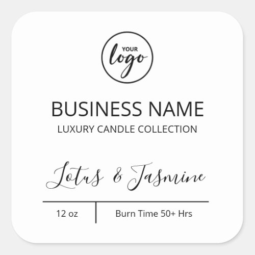 Exquisite Modern Logo White Candle Labels