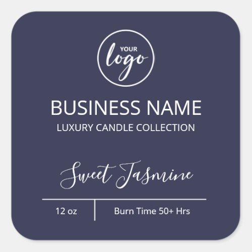 Exquisite Navy Blue Candle Logo Labels