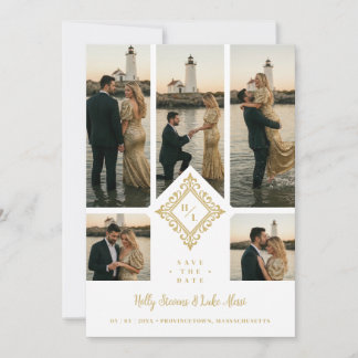 Exquisite Original 5-Photo Collage Wedding Save The Date