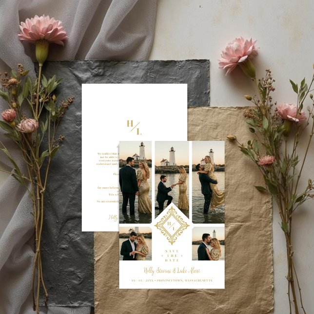 Exquisite Original 5-Photo Collage Wedding Save The Date (Exquisite Original 5-Photo Collage Wedding Save the Date Card Design. )