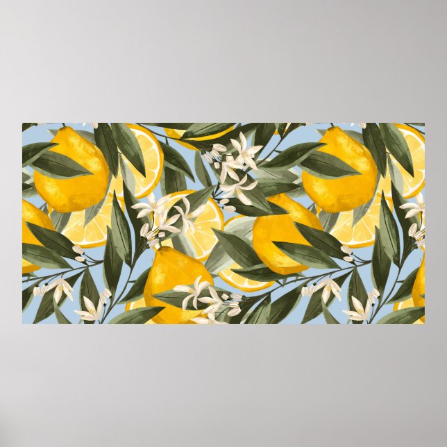 Exquisite pattern with yellow bergamot fruits, cit poster (Front)