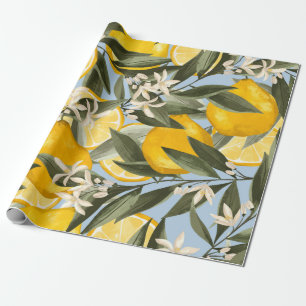 Exquisite pattern with yellow bergamot fruits, cit wrapping paper