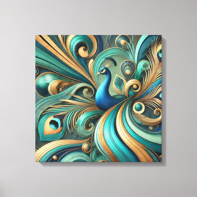 Exquisite Peacock Design Canvas Art (Front)