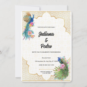 Exquisite Peacock Theme Wedding Invitation