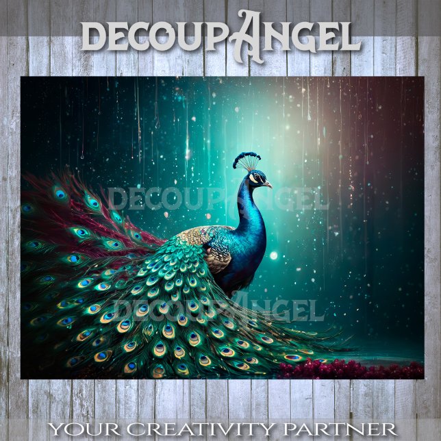 Exquisite Peacock with Rain Effect Decoupage Tissue Paper (Creator Uploaded)