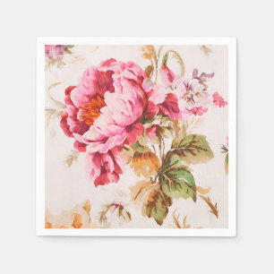 Exquisite Pink and Orange Flowers. Shabby Chic Napkins