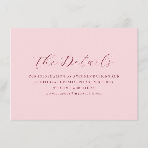 Exquisite Pink Calligraphy Wedding Details