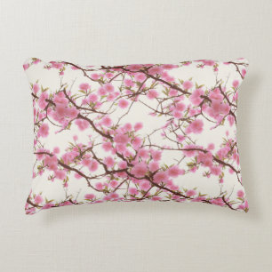 Exquisite Pink Cherry Blossoms Florals  Accent Pillow