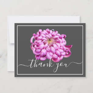 Exquisite Pink Decorative Chrysanthemum Thank You Postcard