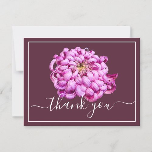 Exquisite Pink Decorative Chrysanthemum Thank You Postcard