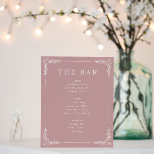 Exquisite Pink Floral Bar Menu Foam Board