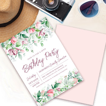 Exquisite Pink Mauve Floral 30th Birthday Invitation by Celebrais at Zazzle