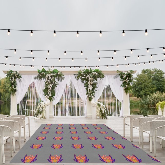 Exquisite Purple and Golden Yellow Floral Outdoor Rug (Insitu (Wedding 1))