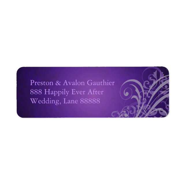Exquisite Purple Scroll Purple Address Label (Front)