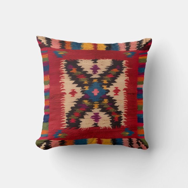 "Exquisite Red Kilim Pillows in Paris: Add a Paris (Front)