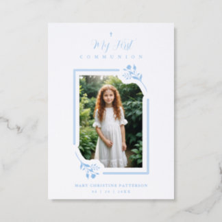 Exquisite Romantic Floral First Communion Letterpress Photo Cards