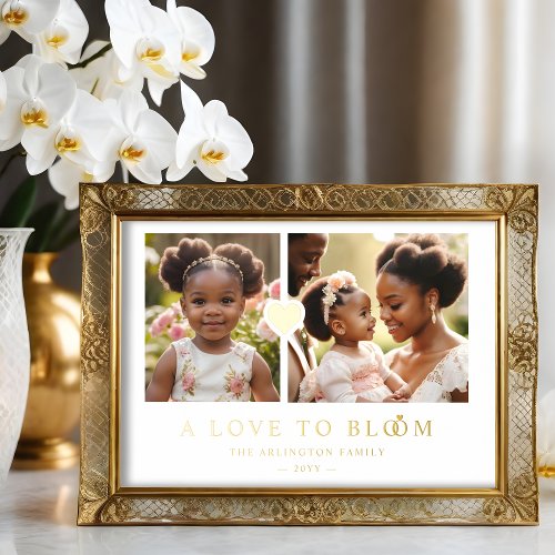 Exquisite Romantic Golden Heart 2 Photos Family Foil Prints