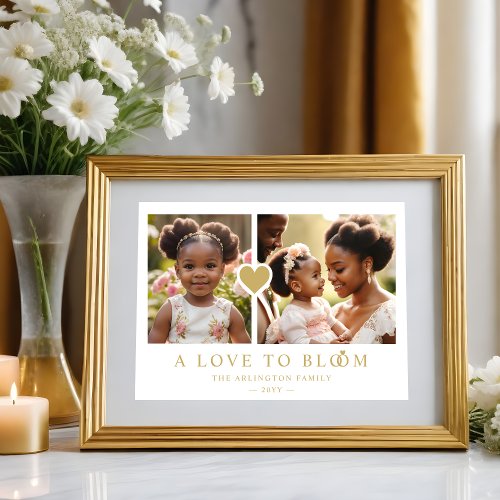 Exquisite Romantic Golden Heart 2 Photos Family Poster