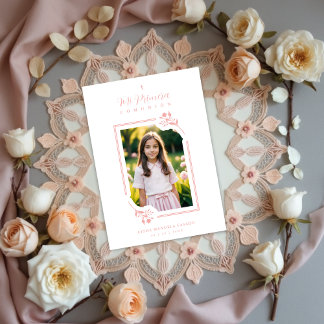 Exquisite Romantic Pink Floral Botanical Frame Invitation