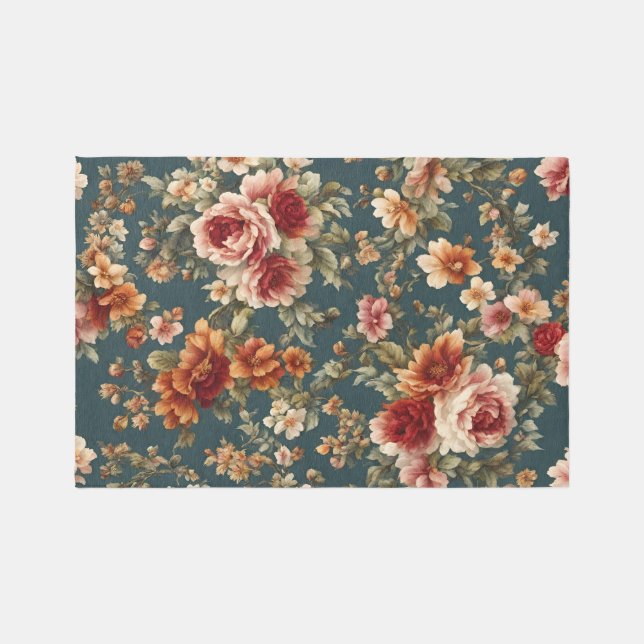 Exquisite Romantic Roses and Beautiful Flowers Rug (Front)