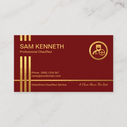 Exquisite Shimmering Gold Red Chauffeur Business Card