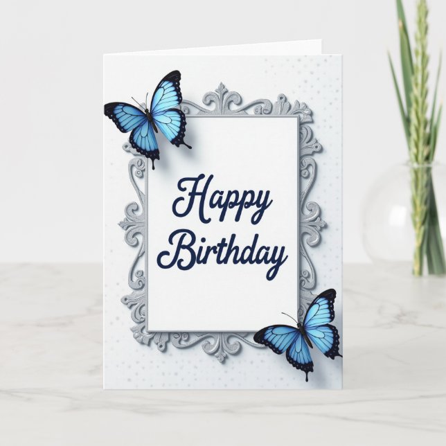 Exquisite Silver Birthday Card (Front)