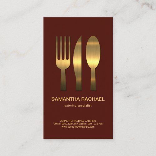 Exquisite Simple Faux Gold Fork Spoon Knife Set Business Card