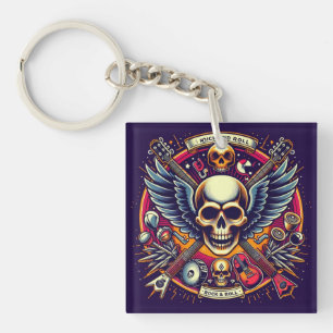 Exquisite Skull and Bones Traditional Artistry 🎨 Keychain