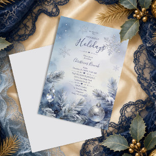 Exquisite Snowy Dusty Blue Christmas Event TMF26 Invitation